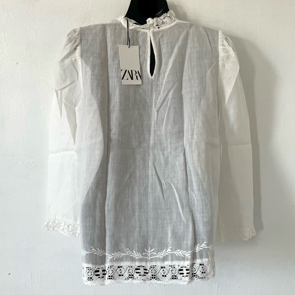 Zara Ramie Embroidered crotcheted Long Sleeve Blouse - Picture 8 of 17